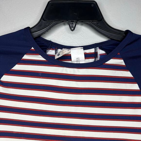 Sperry Women's Sailing Stripe Swim Shirt Size Small Rash Guard Preppy Nautical - Picture 3 of 13